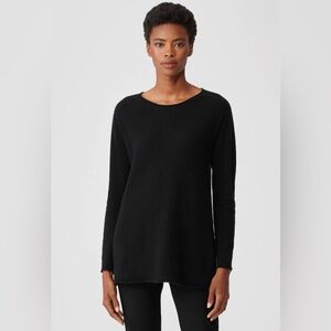 Eileen Fisher Italian 100% Cashmere Crew Neck Sweater Black Size XXS